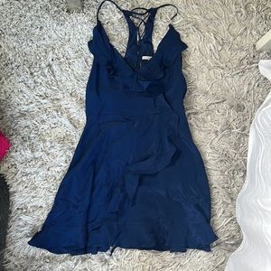Jennifer Hope navy ruffled dress